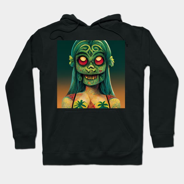 Zombie Tiki Girl Hoodie by Planty of T-shirts